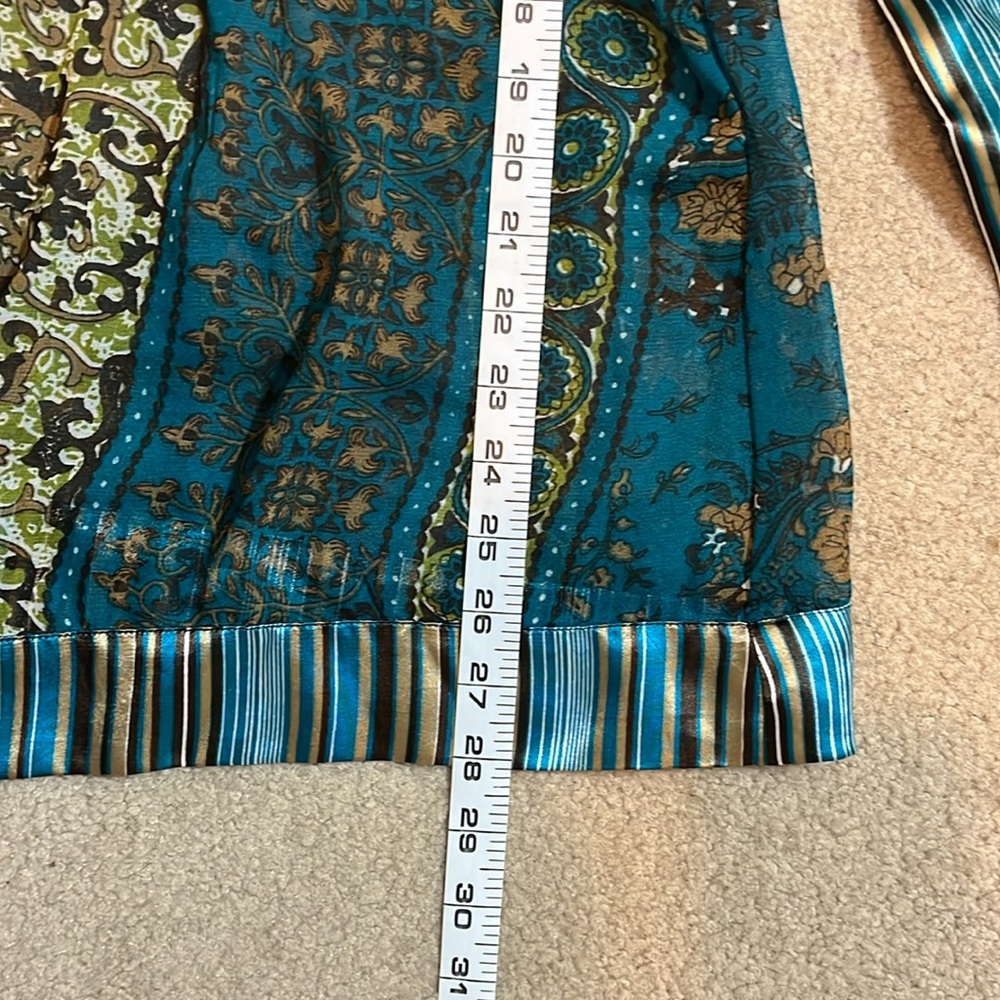 Rue21 Teal and Olive Patterned Wrap Blouse - Picture 7 of 11